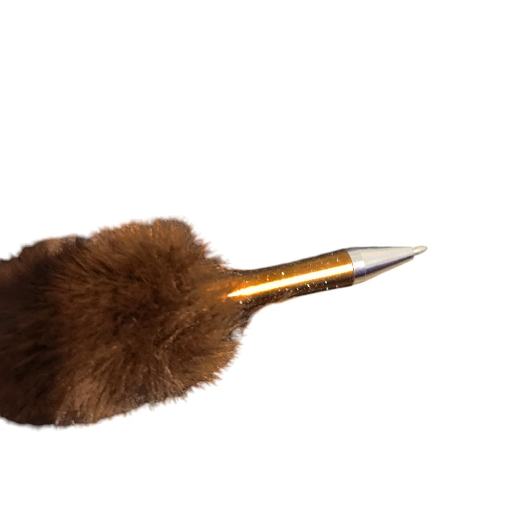 Fancy Fashion Bling Fur Beaded Ballpoint Twist Pen Focal Bead Brown
